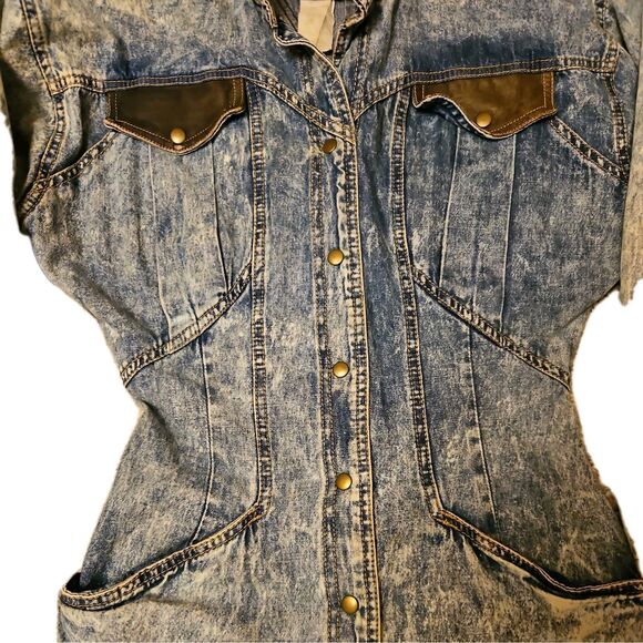 Reboundi Vintage Women’s Dress Leather and Denim Made in USA, Size 3/4 - Picture 3 of 10